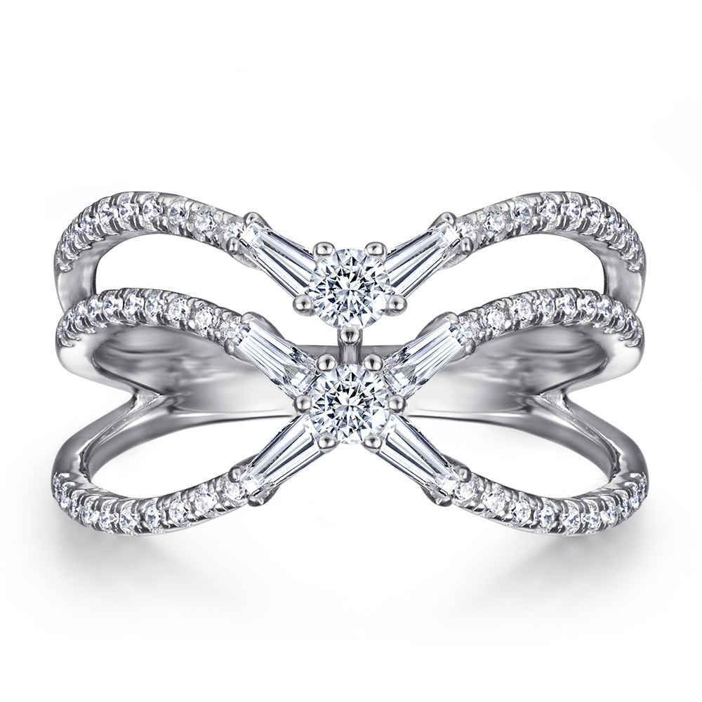 Women's Silvery Moissanite Full Pave Eternity Ring, Trendy Statement